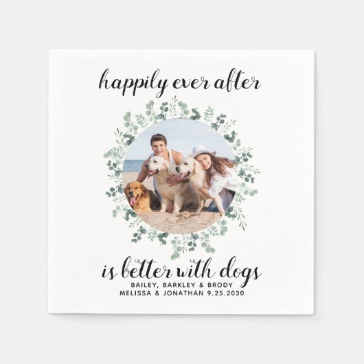 犬カスタムの後を楽しんで撮ったペットフォ結婚ト スタンダードカクテルナプキン (正面)