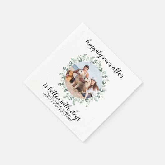 犬カスタムの後を楽しんで撮ったペットフォ結婚ト スタンダードカクテルナプキン (角)