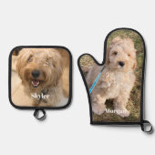 犬カスタム猫ペットの写真と名前パーソナライズされた 鍋つかみ&鍋敷きセット (正面)