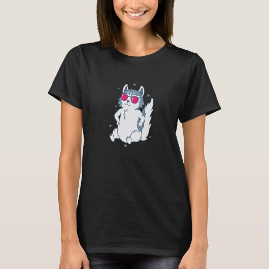犬カッコいいの雪の鼻のハスキー Tシャツ (正面)