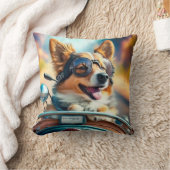 犬カッコいいバイクもしくは自転車に乗る人、かわいいドライビングドッグ装飾用クッション クッション (ブランケット)