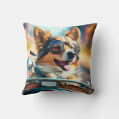 犬カッコいいバイクもしくは自転車に乗る人、かわいいドライビングドッグ装飾用クッション クッション (裏面)