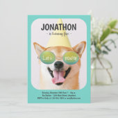 犬カッコいい誕生日パーティーへの招待 招待状 (スタンド正面)