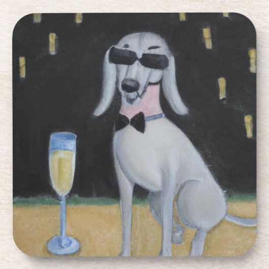 犬カッコいい飲みシャンパン コースター (正面)