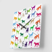 犬カラフルがシルエット スクエア壁時計 (傾斜)