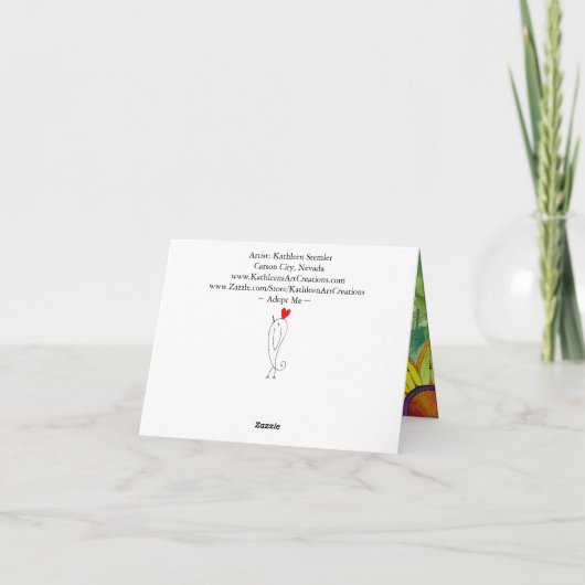 犬カラフルと猫が私にグリーティングカードを採用 カード (裏面)