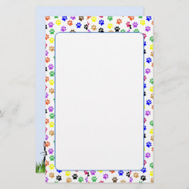 犬カラフルと猫の文房具で手のひら 便箋