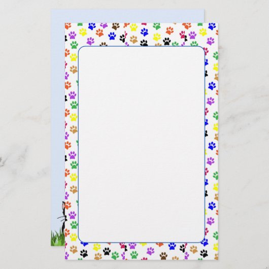 犬カラフルと猫の文房具で手のひら 便箋 (正面/裏面)