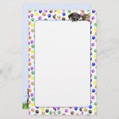 犬カラフルと猫の文房具で手のひら 便箋 (正面/裏面)