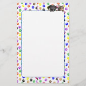 犬カラフルと猫の文房具で手のひら 便箋 (正面)