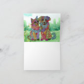 犬カラフルと猫の縁組挨拶カード カード (内部)