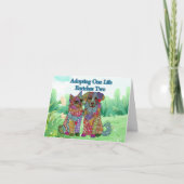 犬カラフルと猫の縁組挨拶カード カード (正面)