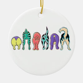 犬カラフルのお尻 セラミックオーナメント