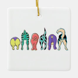 犬カラフルのお尻 セラミックオーナメント