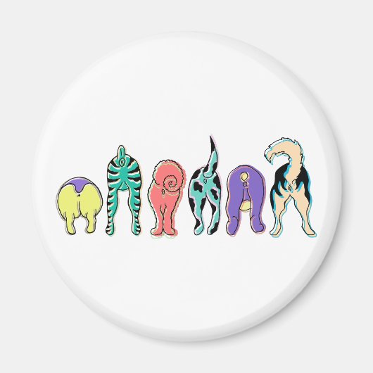 犬カラフルのお尻 マグネット (正面)