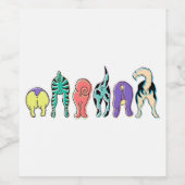 犬カラフルのお尻 ワインラベル (シングルラベル)