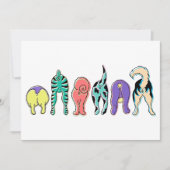 犬カラフルのお尻 招待状 (正面)