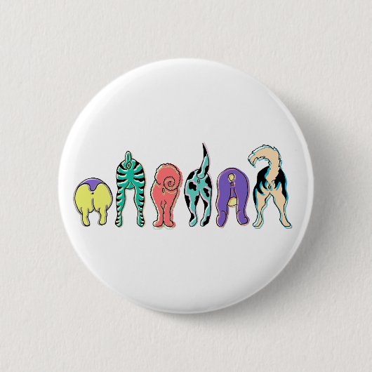 犬カラフルのお尻 缶バッジ (正面)