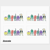 犬カラフルのお尻 長方形シール (シート)