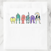 犬カラフルのお尻 長方形シール (バッグ)