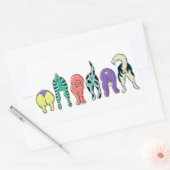 犬カラフルのお尻 長方形シール (封筒)