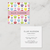 犬カラフルのトリマー,ドッグウォーカー,ペットショップ スクエア名刺 (正面/裏面)