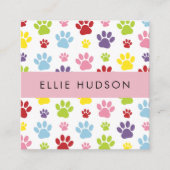 犬カラフルのトリマー,ドッグウォーカー，ペットショップ スクエア名刺 (正面)