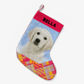 犬カラフルの写真名ペット好き スモールクリスマスストッキング (正面 (吊り時))