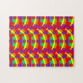 犬カラフルの手が虹の背景にプリント ジグソーパズル (横)