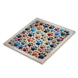 犬カラフルの犬の足の情熱で印刷 タイル