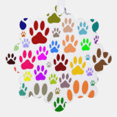 犬カラフルの足が一面に印刷 オーナメントカード (正面)