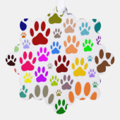 犬カラフルの足が一面に印刷 オーナメントカード (裏面)