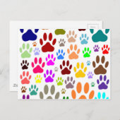 犬カラフルの足が一面に印刷 ポストカード (正面/裏面)