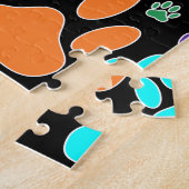 犬カラフルの足が黒くプリント ジグソーパズル (側面)