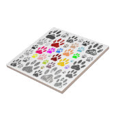 犬カラフルの足動揺してが灰色に印刷される タイル (側面)