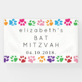 犬カラフルの足、前足のパターン、犬の足、バルミツワー 横断幕 (横)