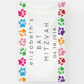 犬カラフルの足、前足のパターン、犬の足、バルミツワー 横断幕 (縦)