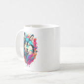 犬カラフルの頭の毛の鮮やか生えた恋人 コーヒーマグカップ (正面左)