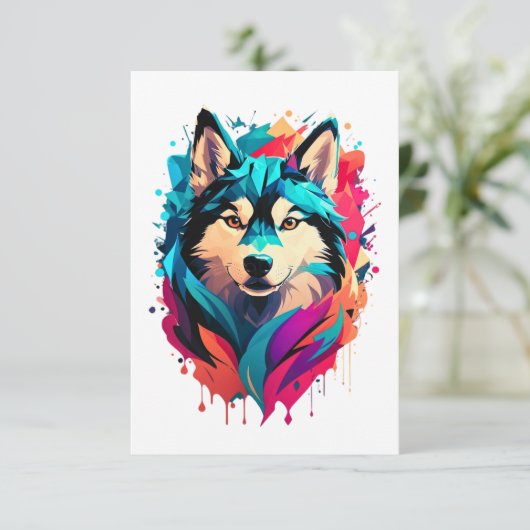 犬カラフルの頭の毛の鮮やか生えた恋人 サンキューカード (スタンド正面)