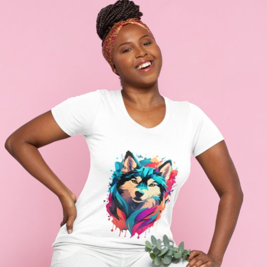 犬カラフルの頭の毛の鮮やか生えた恋人 Tシャツ