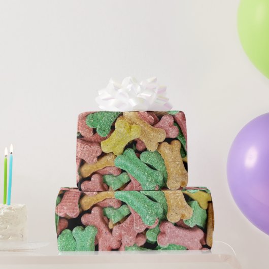 犬カラフルの骨 ラッピングペーパー (パーティーギフト)