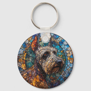犬カラフルステンドグラスポートレート キーホルダー