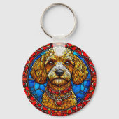 犬カラフルステンドグラスポートレート キーホルダー (裏面)