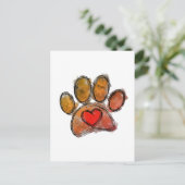 犬カラフル恋人スケッチ水彩 ポストカード (スタンド正面)