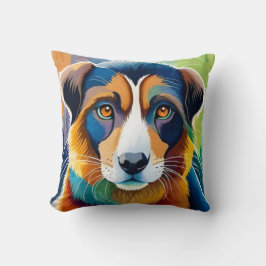 犬カラフル顔接写 クッション