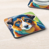 犬カラフル顔接写 コースター (左側)