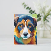 犬カラフル顔接写 ポストカード (スタンド正面)