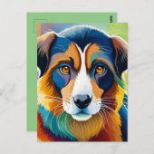 犬カラフル顔接写 ポストカード (正面/裏面)