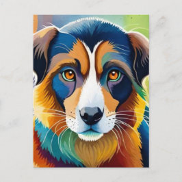 犬カラフル顔接写 ポストカード