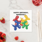 犬カラフル風船動物の誕生日パーティー スタンダードカクテルナプキン (インサイチュ)